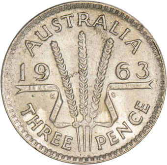 Australia, 1963 Silver Threepence Circulated_rev