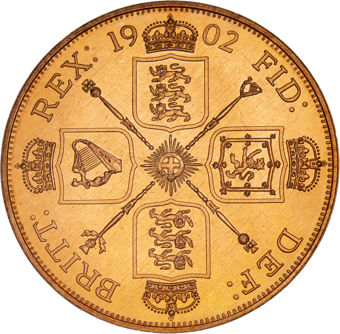 Edward VII, Patina Double Florin (Copper) 1902_rev