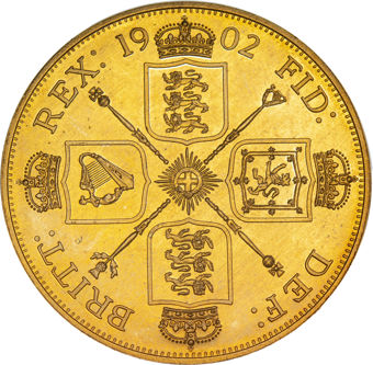 Edward VII, Patina Double Florin (Goldine) 1902_rev