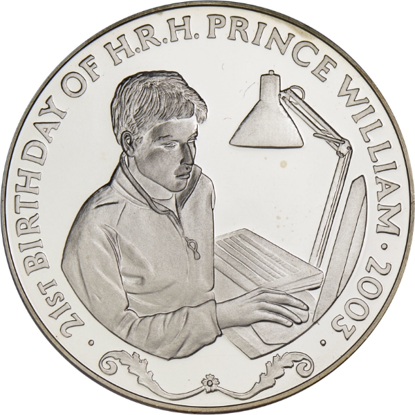 Ghana, 2003 500 Sika Prince William 21st Birthday Silver Proof_rev
