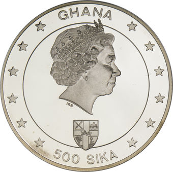 Ghana, 2003 500 Sika Prince William 21st Birthday Silver Proof_obv