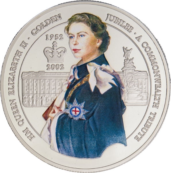Ghana, 2002  500 Sika Queen in Garter Robes Silver Proof_rev