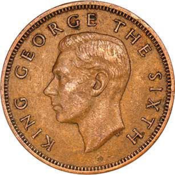 New Zealand, 1941 Halfpenny Circulated_obv