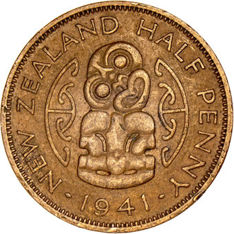 New Zealand, 1941 Halfpenny Circulated_rev
