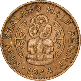 New Zealand, 1944 Halfpenny Circulated_rev