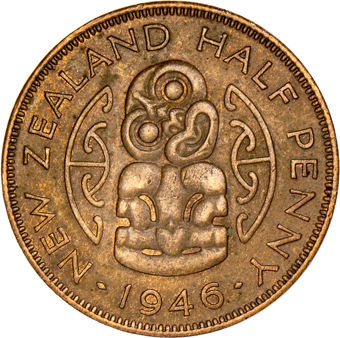New Zealand, 1946 Halfpenny Circulated_rev