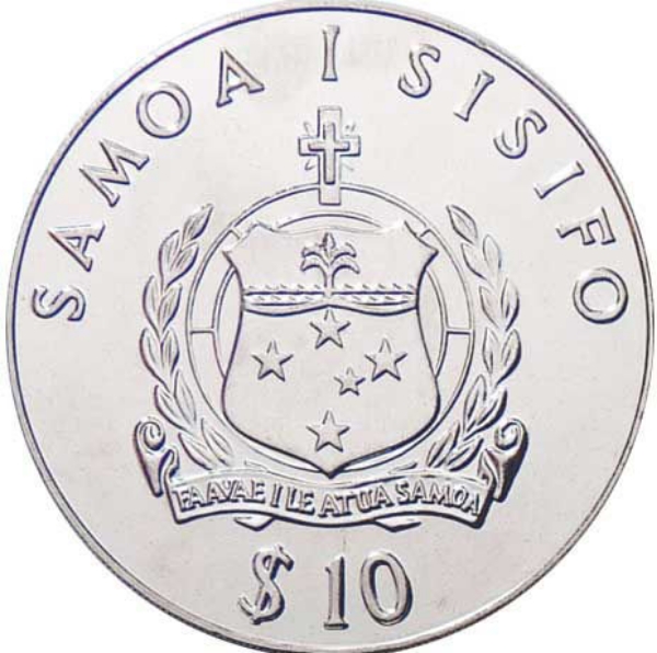 Western Samoa, $10 (Olympics) Silver 1980 Unc_obv