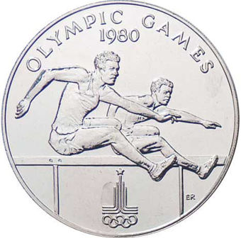 Western Samoa, $10 (Olympics) Silver 1980 Unc_rev