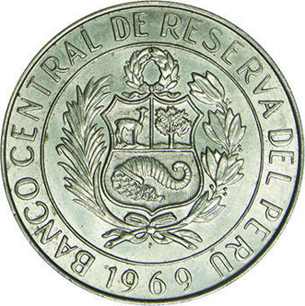 Peru, 10 Soles, 1969. KM.253_rev