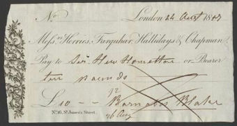 Herries, Farquhar & Co Cheque9