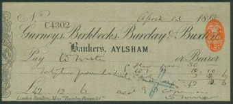 Gurneys, Birkbecks, Barclay & Buxton - Aylsham, Norwich & Norfolk Bank Cheques5