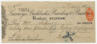 Gurneys, Birkbecks, Barclay & Buxton - Aylsham, Norwich & Norfolk Bank Cheques7