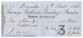 Gurneys, Birkbecks, Barclay & Buxton - Norwich Branch Cheques2