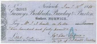 Gurneys, Birkbecks, Barclay & Buxton - Norwich Branch Cheques3
