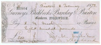 Gurneys, Birkbecks, Barclay & Buxton - Norwich Branch Cheques7