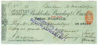Gurneys, Birkbecks, Barclay & Buxton - Norwich Branch Cheques20