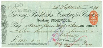 Gurneys, Birkbecks, Barclay & Buxton - Norwich Branch Cheques22