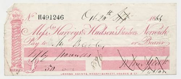 Harveys & Hudsons, Norwich Cheques2