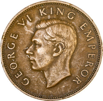 New Zealand, George VI 1950 Penny Fine_obv