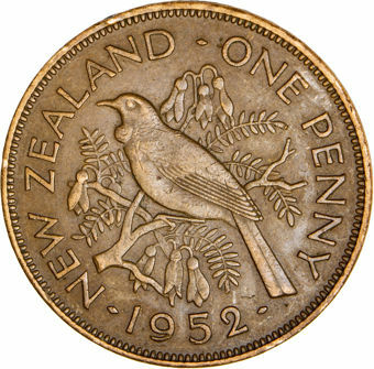New Zealand, George VI 1952 Penny Fine_obv