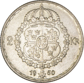 Sweden 2 Kroner 1950 Uncirculated_rev