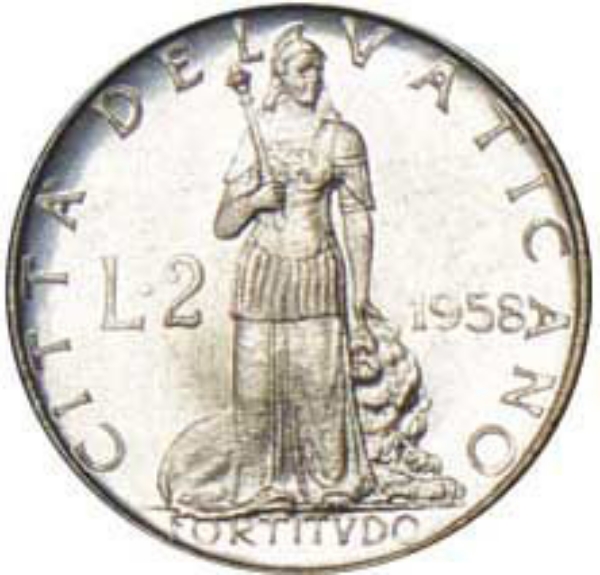 Vatican, 2 Lire (Holy Year) 1958 Brilliant Unc_obv