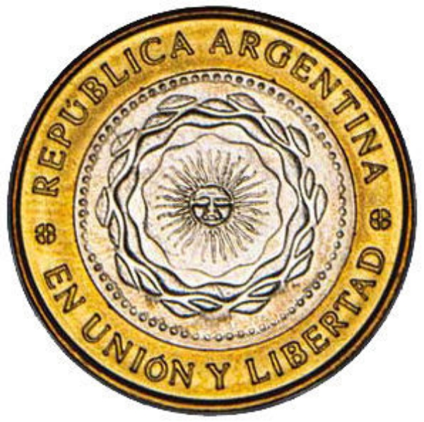 2 Pesos 2015 (Bicentenary of May Revolution) Bimetallic Unc_obv