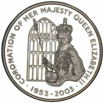 St Helena, 50 Pence (50th anniversary of Queen's Coronation) 2003 Silver Proof_rev
