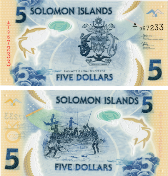 Solomon Islands 5 Dollars 2019 P-New/TBB221a Polymer Unc_obv