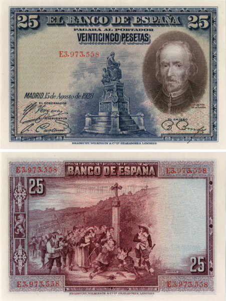 Spain 25 Pesetas 1928 P74 Fine_obv