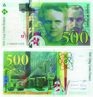 France 500 Francs 1994-5 P160 Pierre & Marie Curie VF_obv