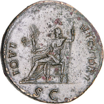Domitian AD 81-96, AE Sestertius,  IOVI VICTORI Rome AD 90-91_rev