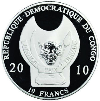 Congo, 10 Francs (Warriors of the World - Spartan) 2010 Proof_obv