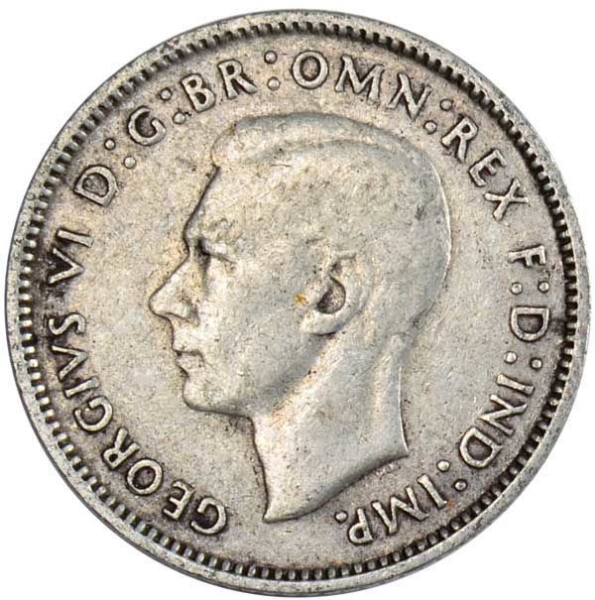 Australia, George VI (World War II), Sixpence_Sterling Silver_obv