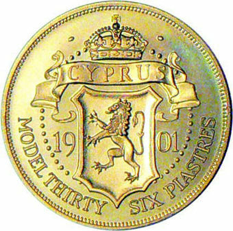 Edward VII, Cyprus, 1901 Double Florin (Crowned bust) Patina Goldine Proof_obv
