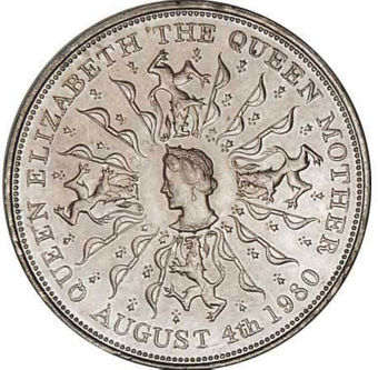 1980 25 Pence Queen Mother's 80th Anniversary Coin & Postcard  CN Unc_rev