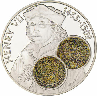 Falkand Islands, 50 Pence (History of British Coins - Henry VII Sovereign) 2001 Proof Silver Piedfort_rev