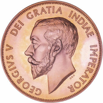 George V, Double Florin (Copper) Patina Proof_obv
