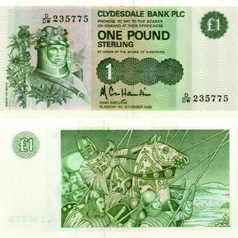 Clydesdale Bank £1 1988 D/DW P211d Last Ever Unc_obv