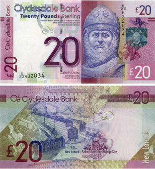 Clydesdale Bank £20 2015 P229K Crosbie  E/ZZ Replacement Unc_obv