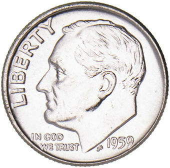 United States of America, Roosevelt Dime late 1950s BU_obv