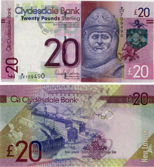 Clydesdale Bank £20 2009 Robert the Bruce Thorburn P229K Unc