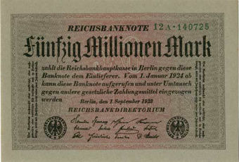 Germany 50 Million Marks 1923 P109 Dark Unc