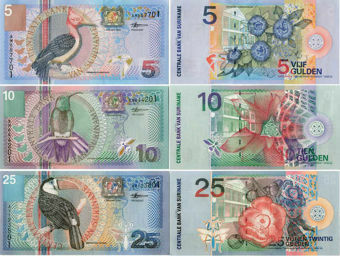 Surinam 5-25 Gulden 2000 P146-8 Unc