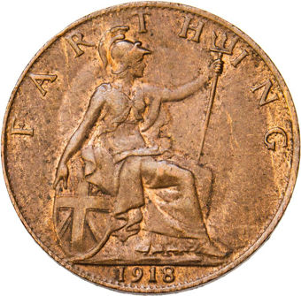 George V, Farthing 1918 Uncirculated - Brilliant Unc_rev