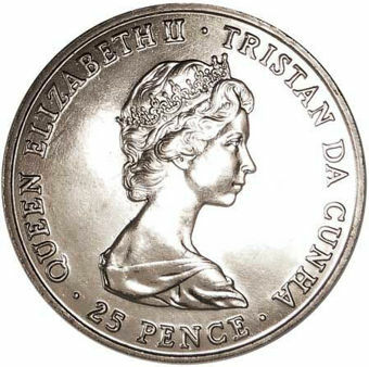 Tristan da Cunha, 25 Pence (Queen Mother 80th Anniversary Crown) 1980 Unc_obv