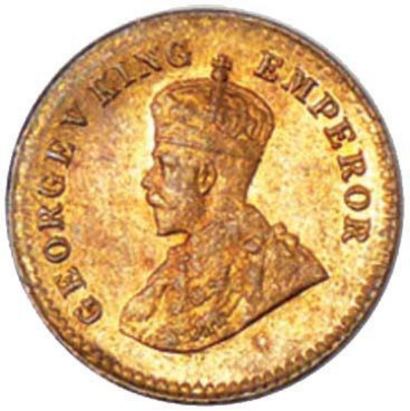India, George V 1921 1/12 Anna Unc_obv