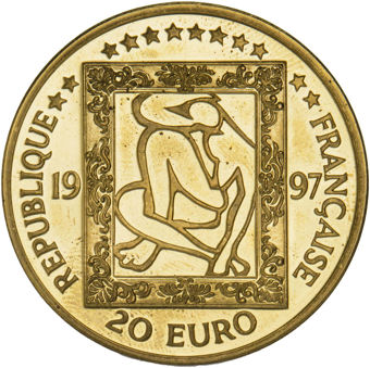 France, Matisse 20 Euro Brass BU_rev