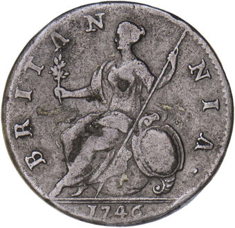 George II, Halfpenny (Old Head) Fine_rev