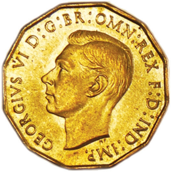 1937 Brass Threepence Unc-BU